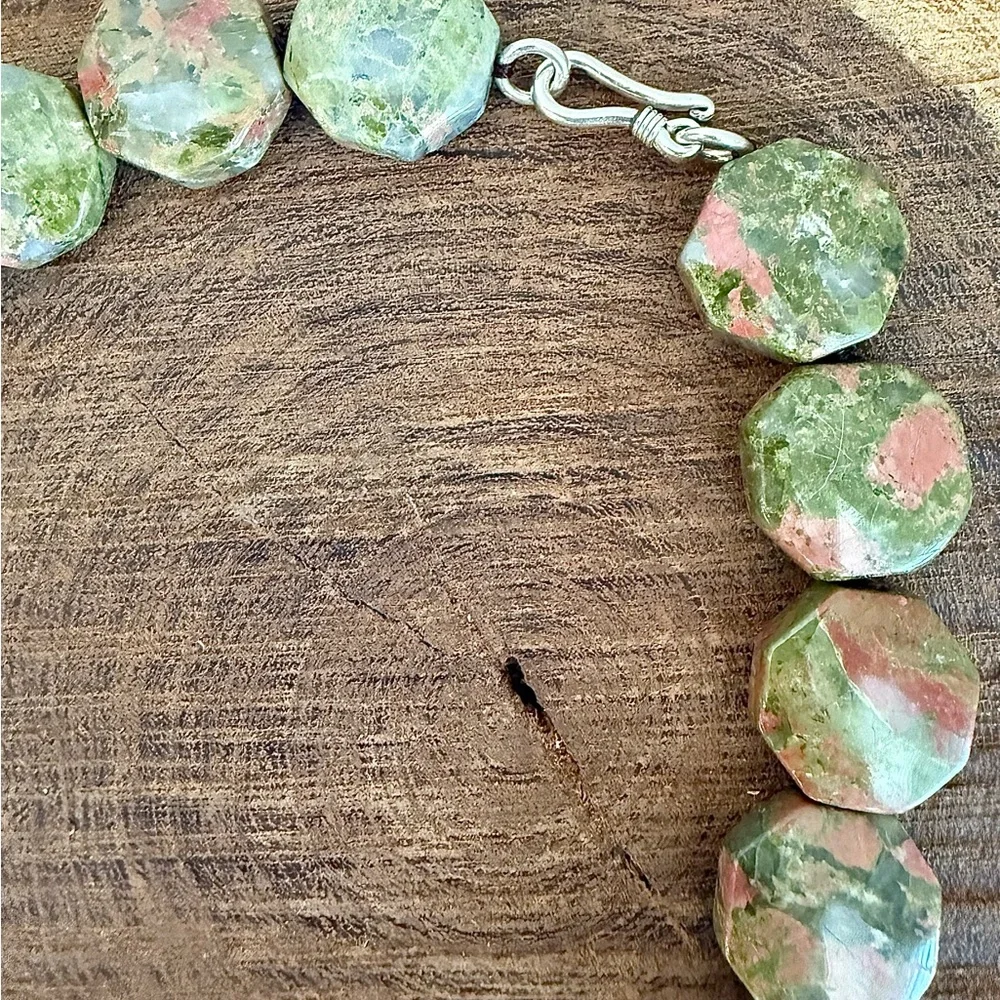 Unakite Octagon Gemstone Necklace - Picture 7 of 11